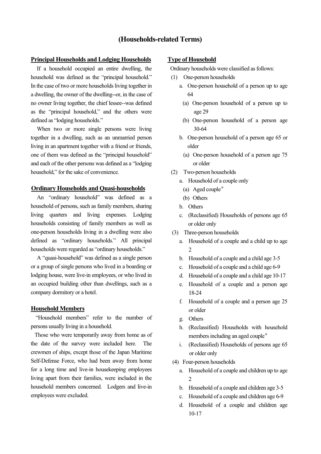 Households-Related Terms)