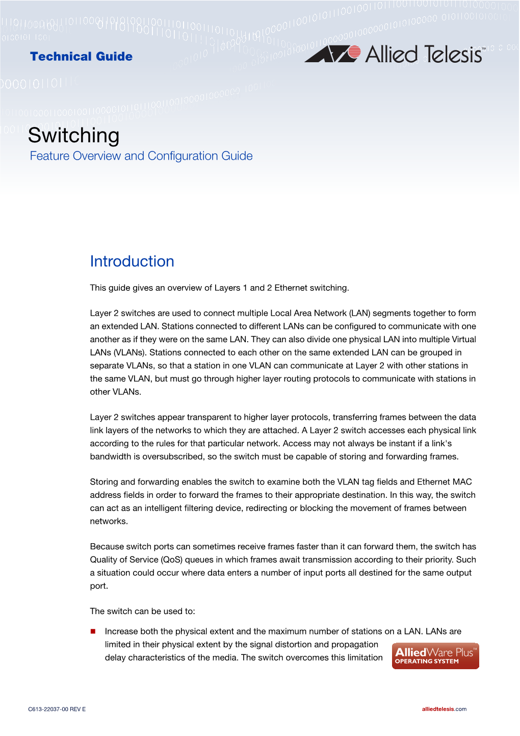 Switching Feature Overview and Configuration Guide