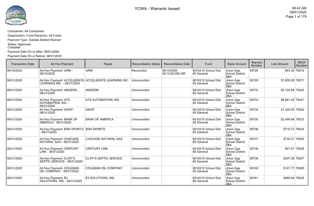 Warrants Issued 09:42 AM 09/01/2020 Page 1 of 179