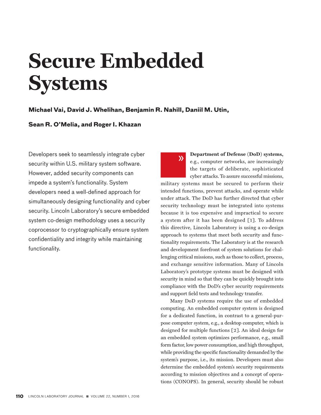 Secure Embedded Systems