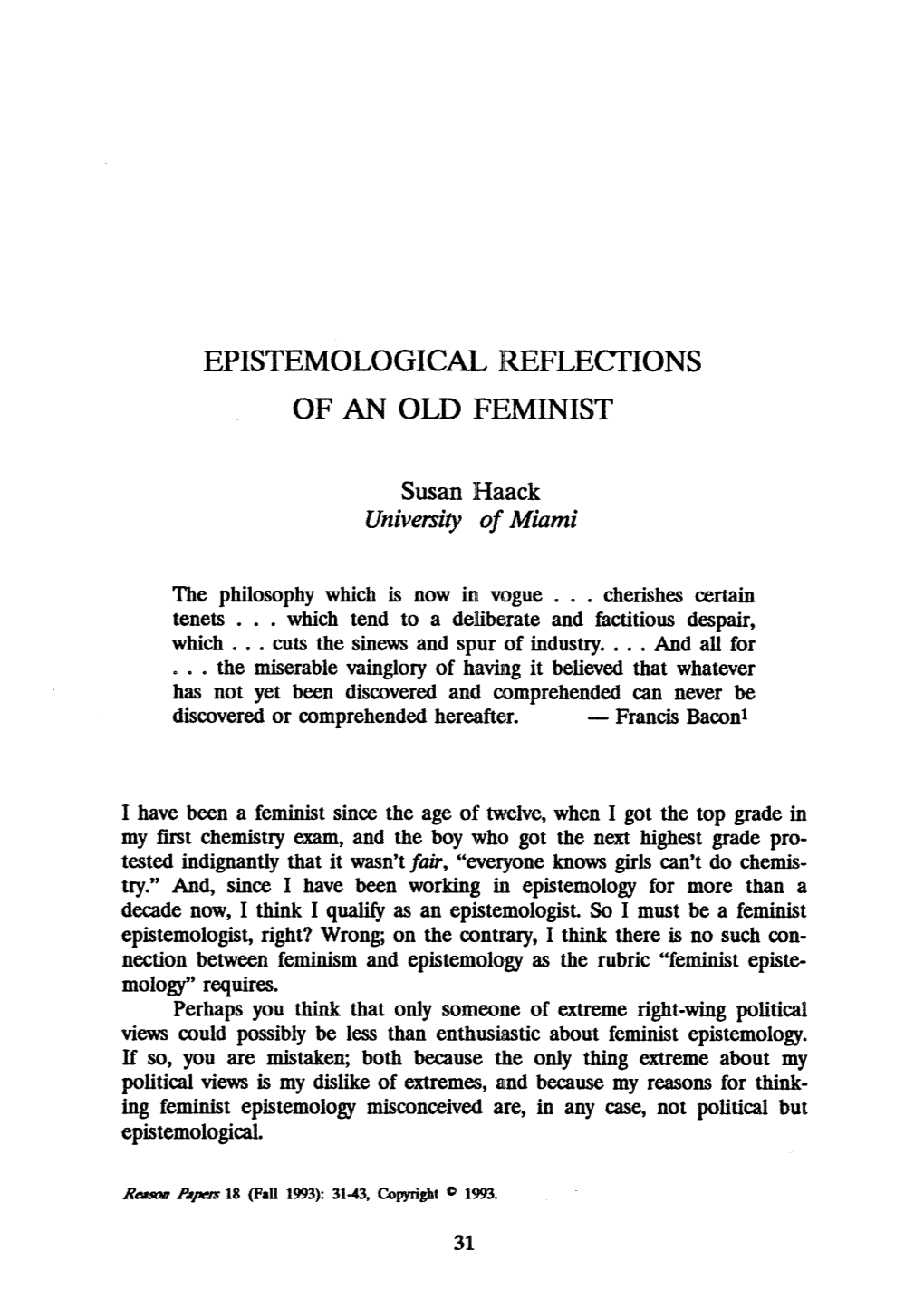 Epistemological Kiekections of Aw Old Feminist