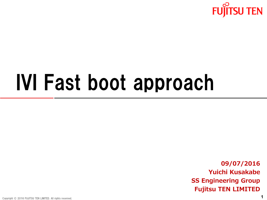 IVI Fast Boot Approach