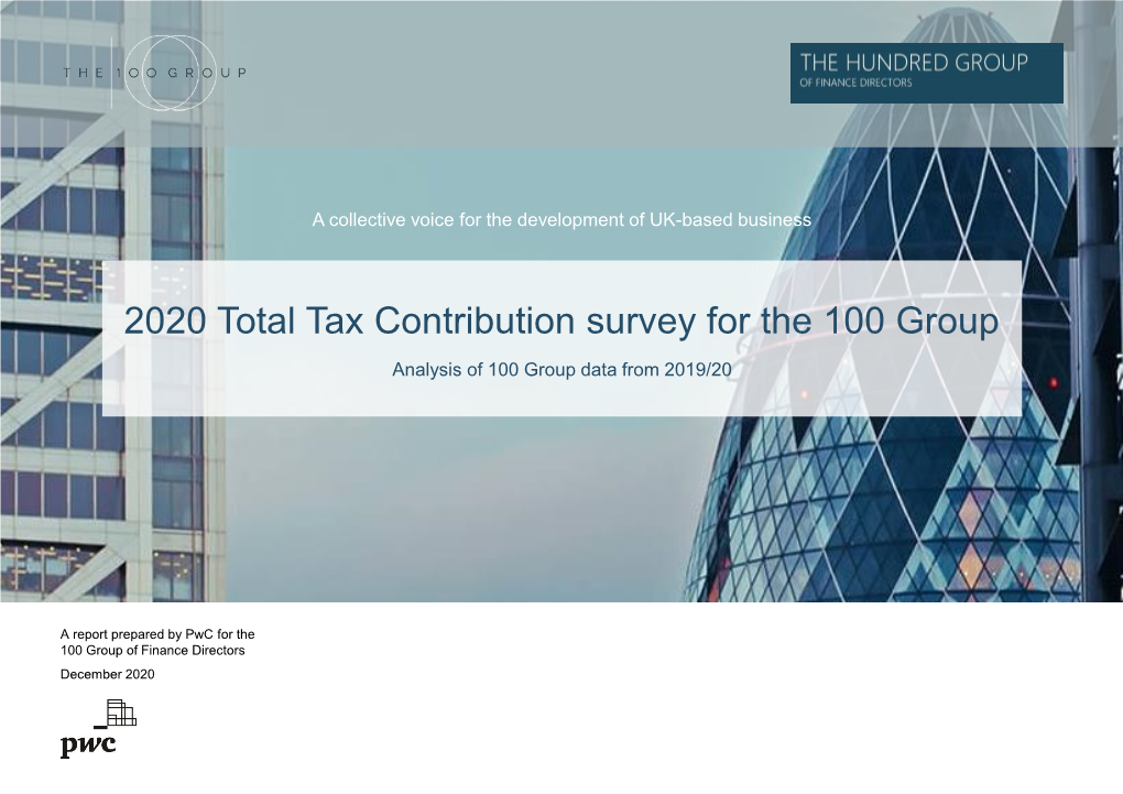 2020 Total Tax Contribution Survey for the 100 Group