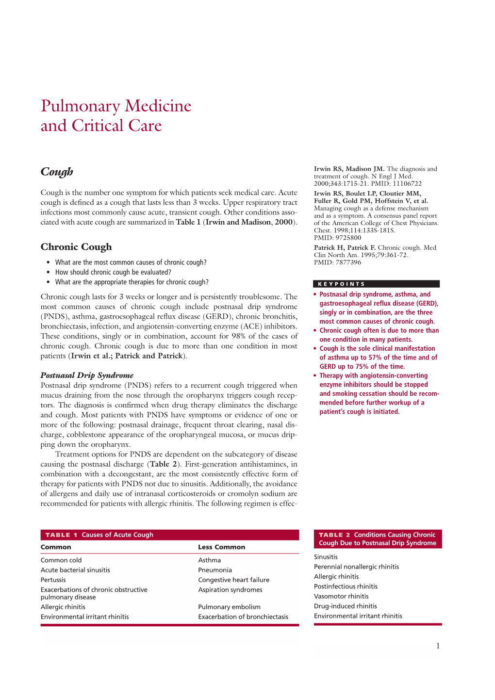 Pulmonary Medicine and Critical Care