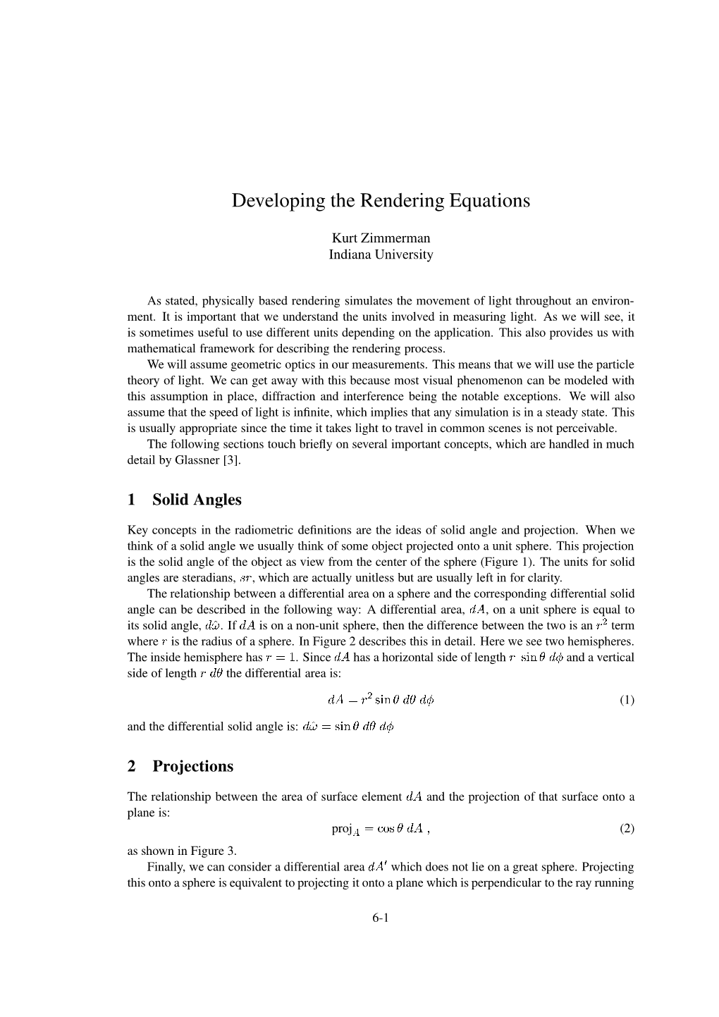 Developing the Rendering Equations