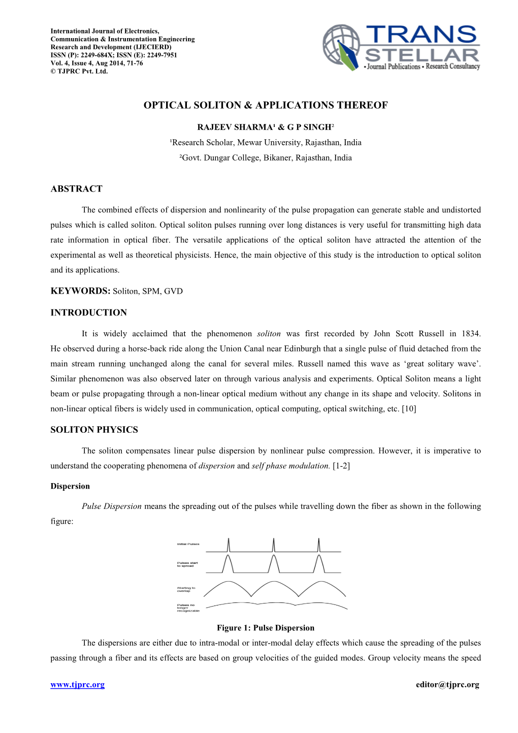 Ijecierd- Optical Soliton & Applications