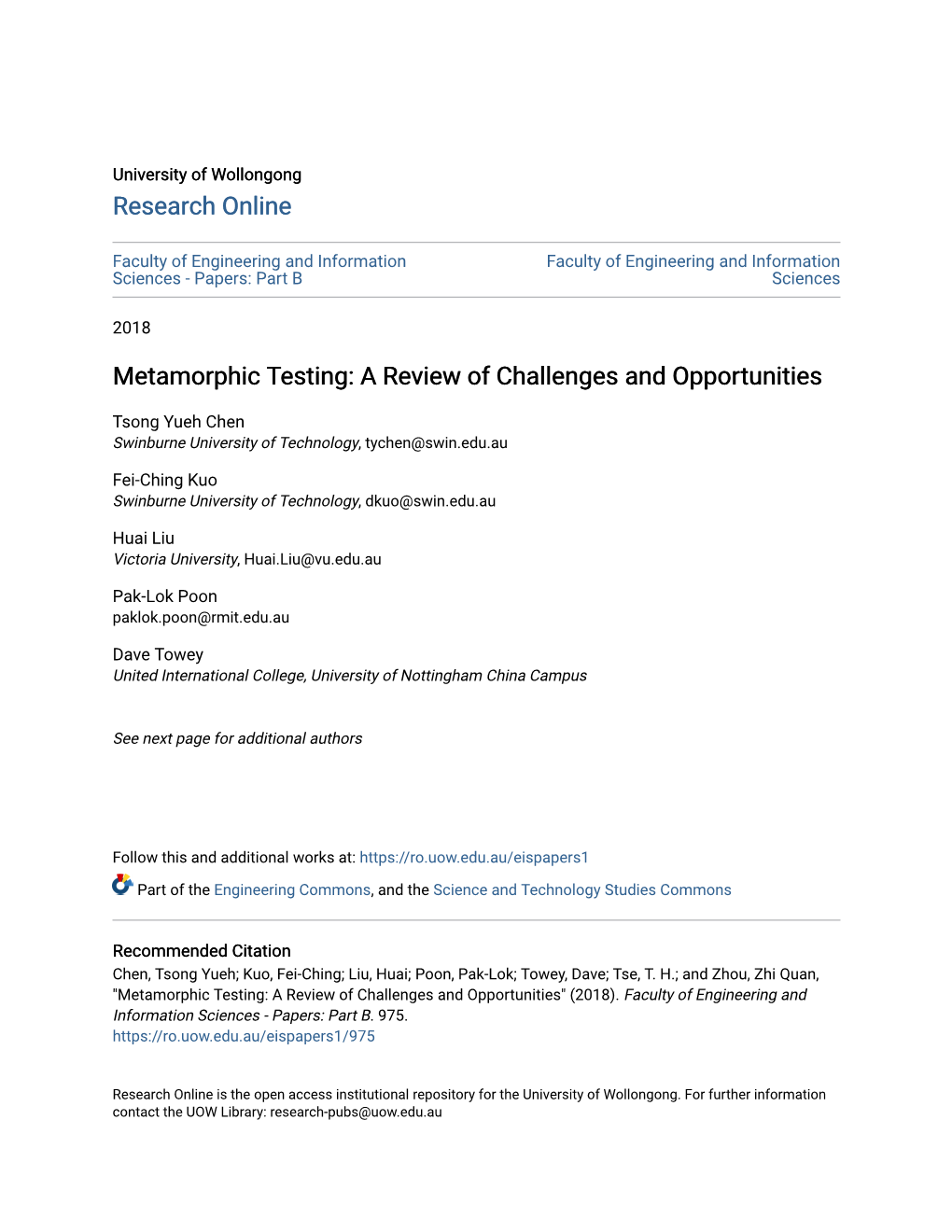 Metamorphic Testing: a Review of Challenges and Opportunities
