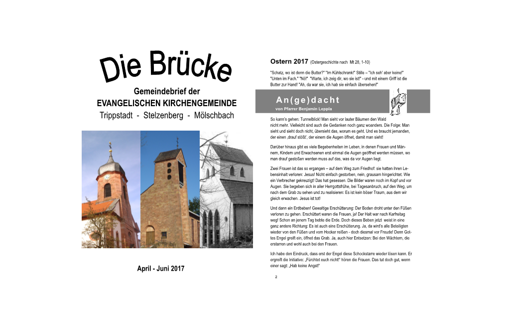 Gemeindebrief Der EVANGELISCHEN KIRCHENGEMEINDE Trippstadt