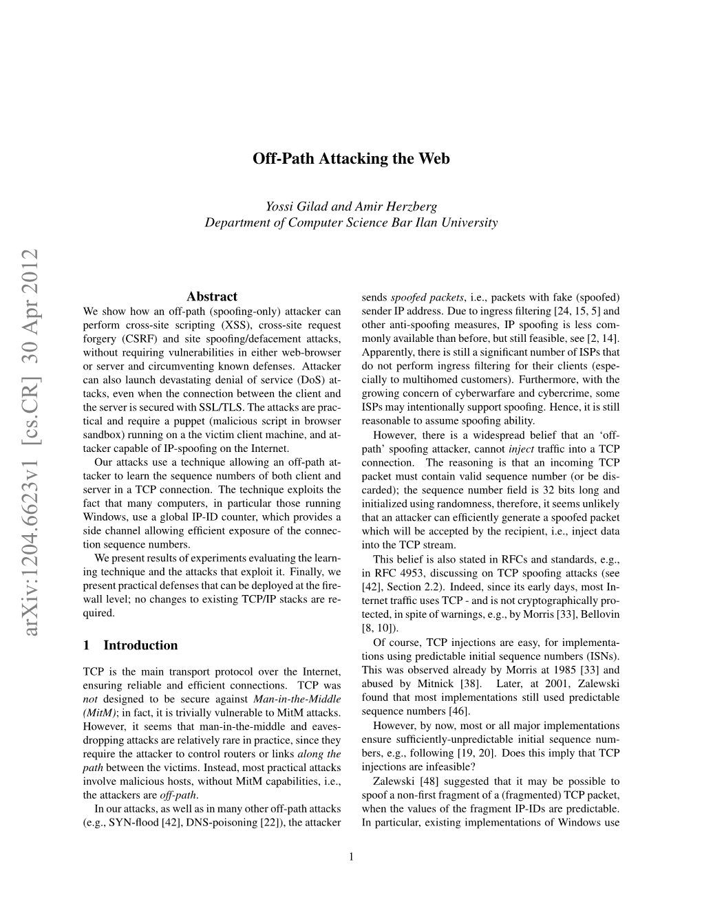 Off-Path Attacking the Web