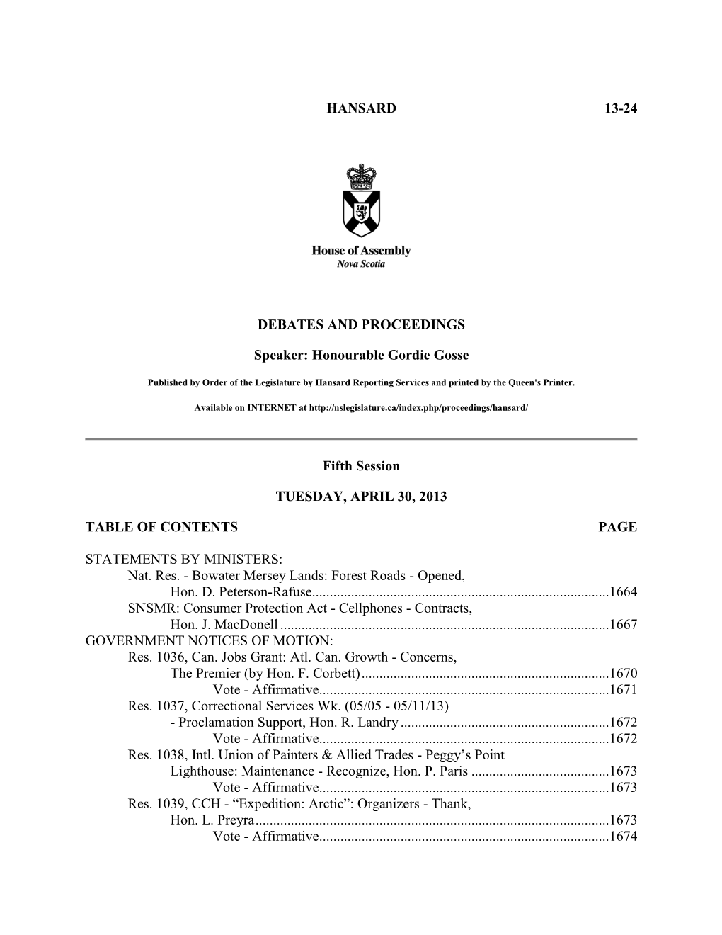 Legislative Proceedings