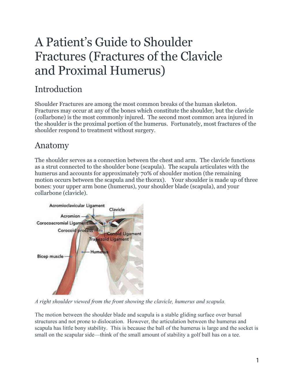 Fractures of the Clavicle and Proximal Humerus) Introduction