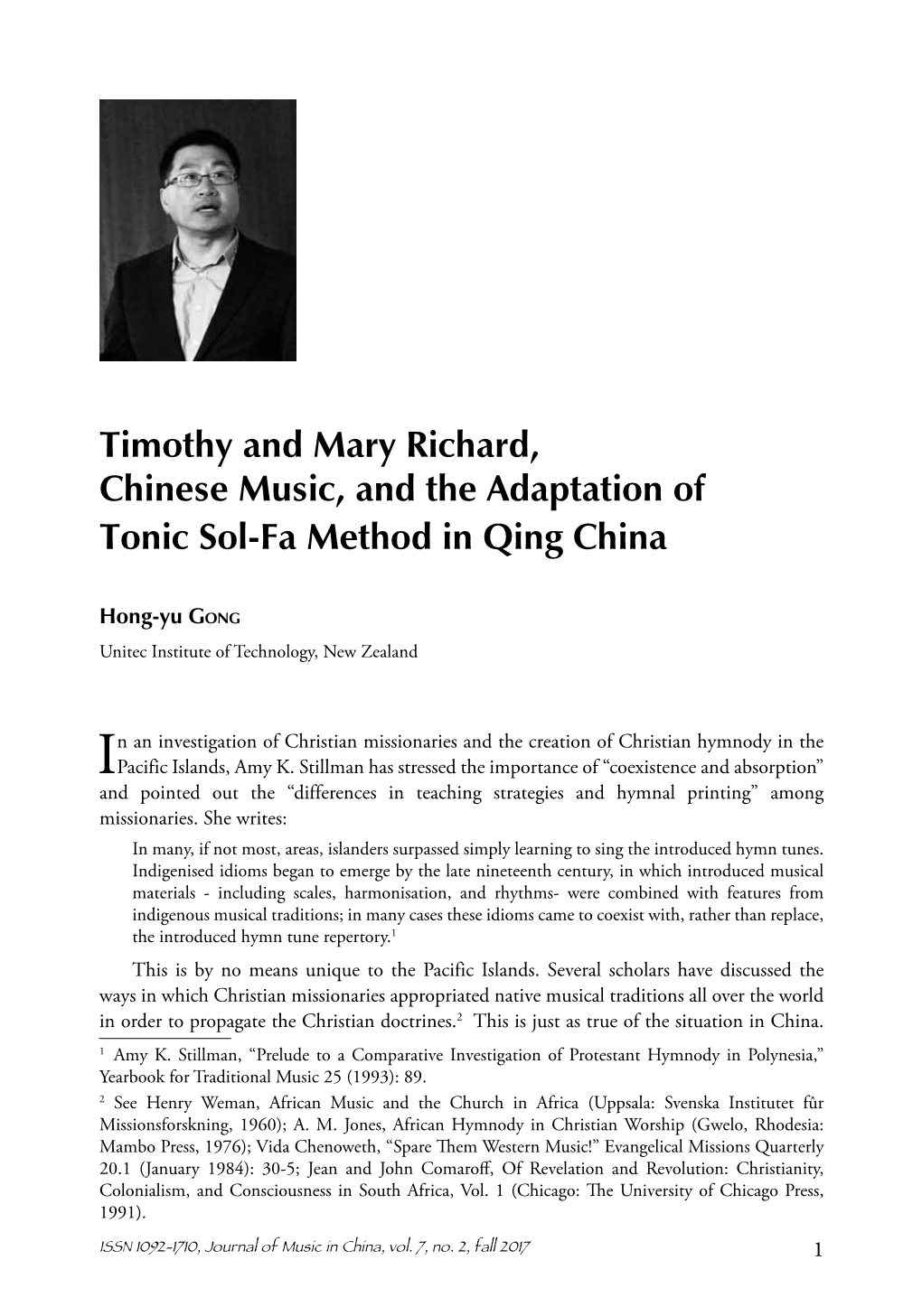 Timothy and Mary Richard, Chinese Music, and the Adaptation of Tonic Sol-Fa Method in Qing China