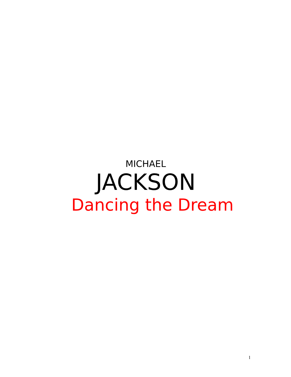 MICHAEL JACKSON Dancing the Dream