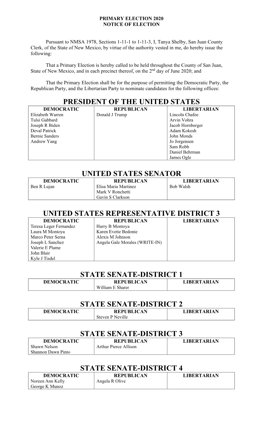 4. Notice of Election