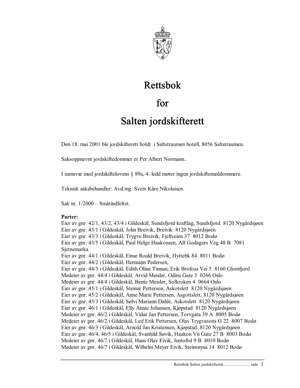 Rettsbok for Salten Jordskifterett