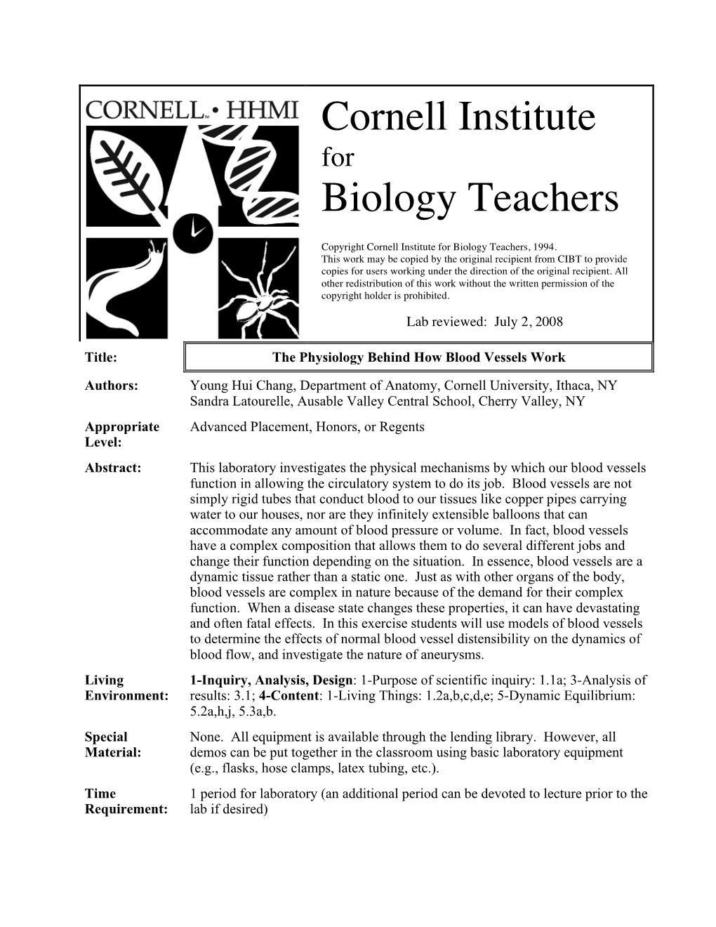 Cornell Institute Biology Teachers
