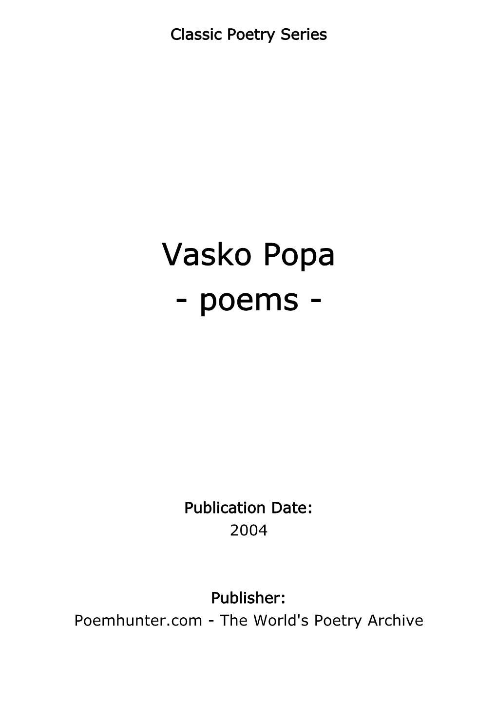 Vasko Popa - Poems