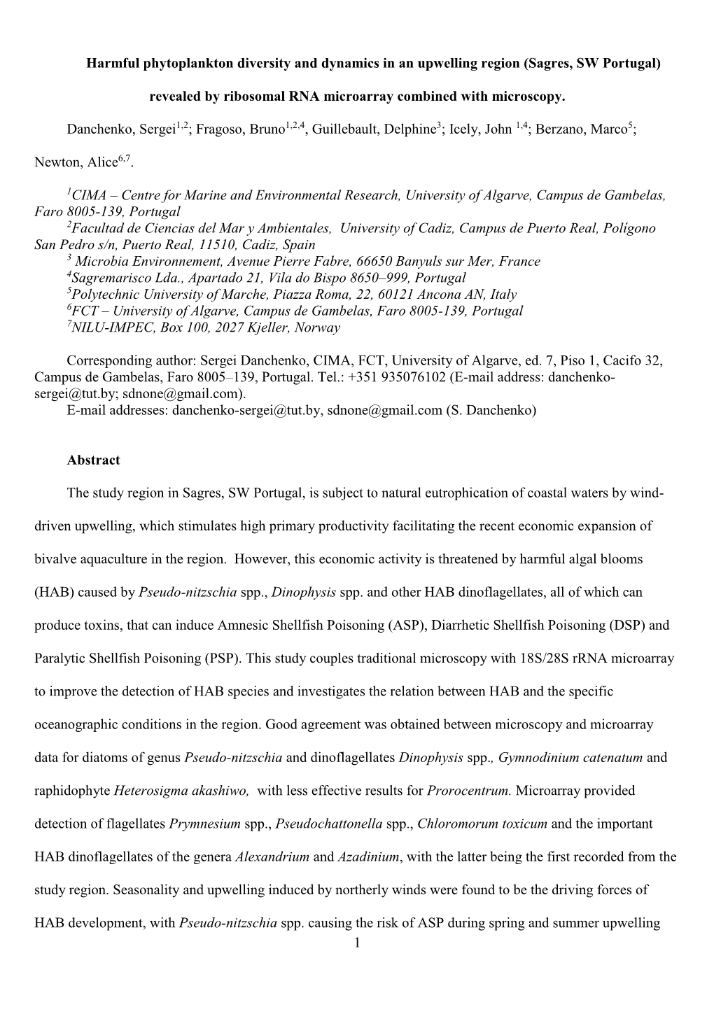 Diversity and Dynamics of Phytoplankton in the Upwelling Region