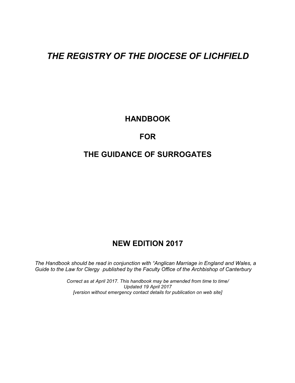 The Registry of the Diocese of Lichfield