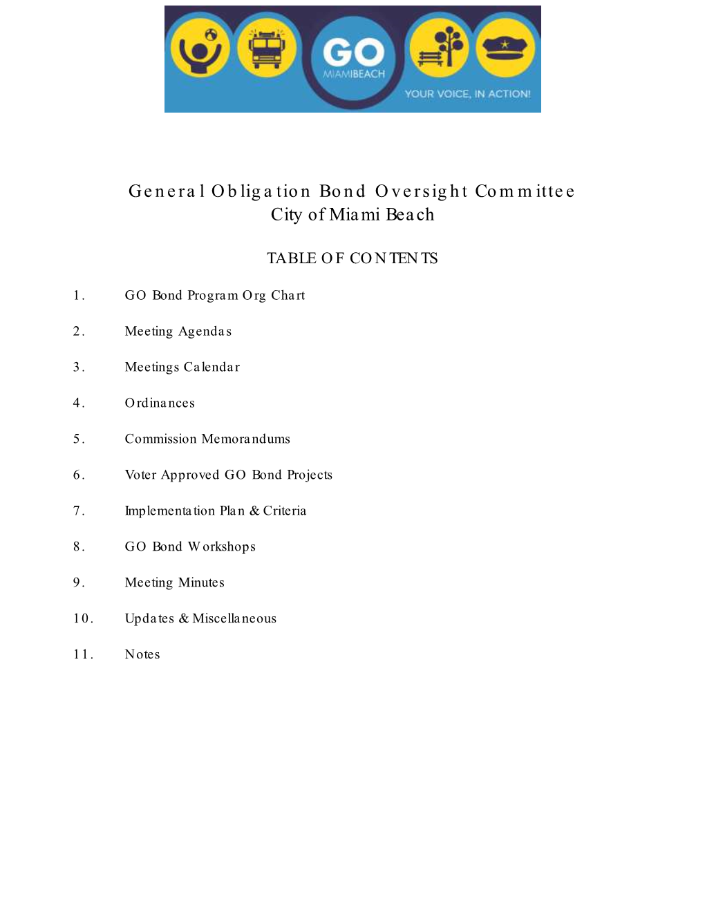 General Obligation Bond Oversight Committee City of Miami Beach