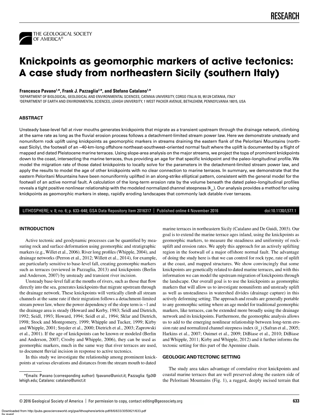 RESEARCH Knickpoints As Geomorphic Markers of Active