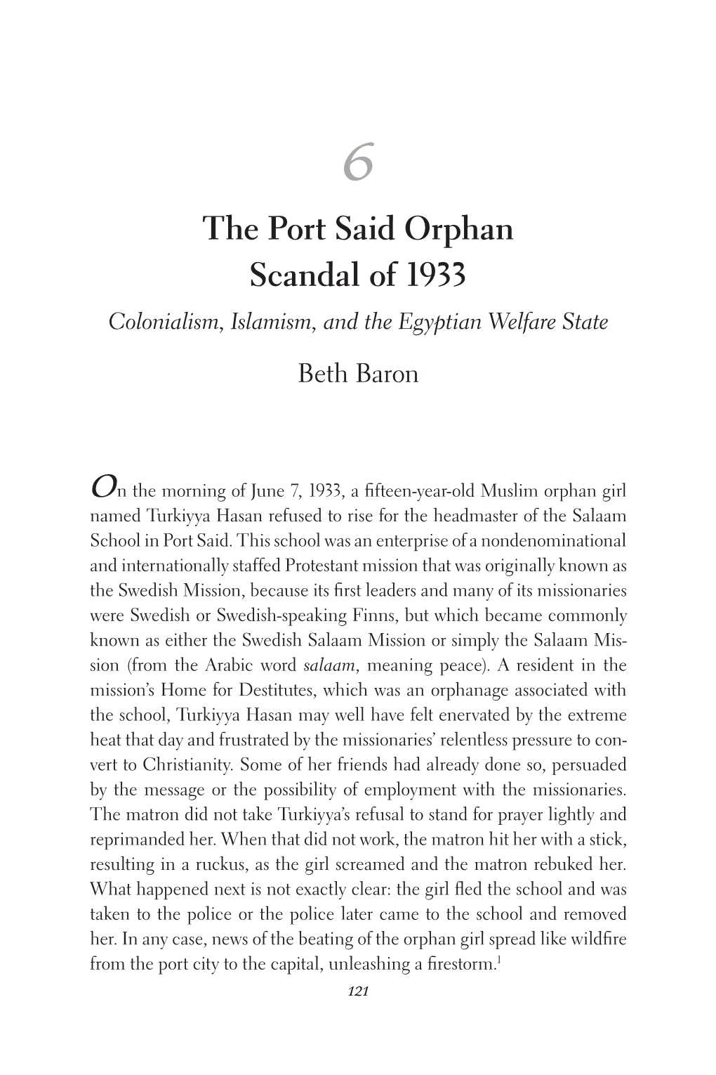 The Port Said Orphan Scandal of 1933 Colonialism, Islamism, and the Egyptian Welfare State