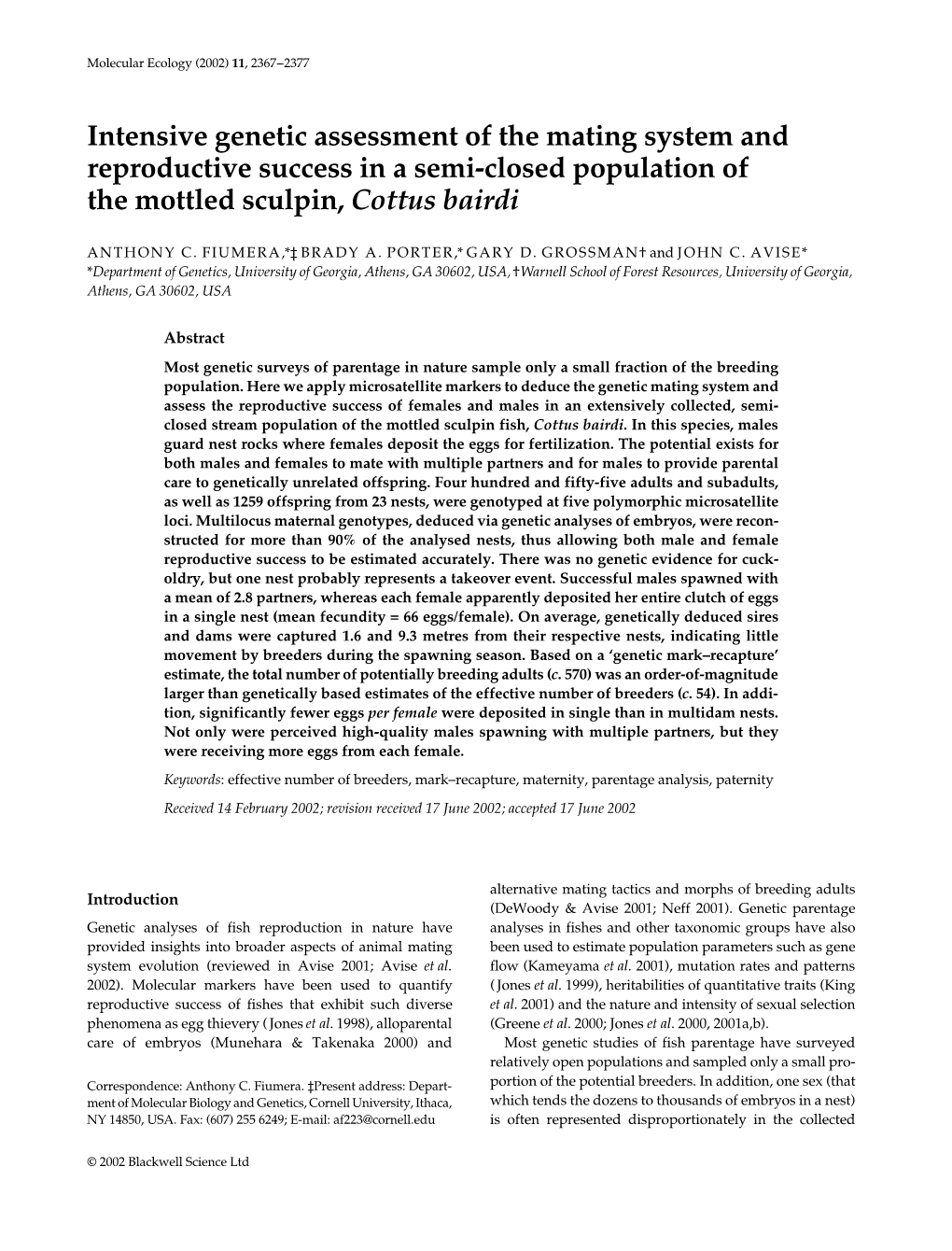 Intensive Genetic Assessment of the Mating System and Reproductive