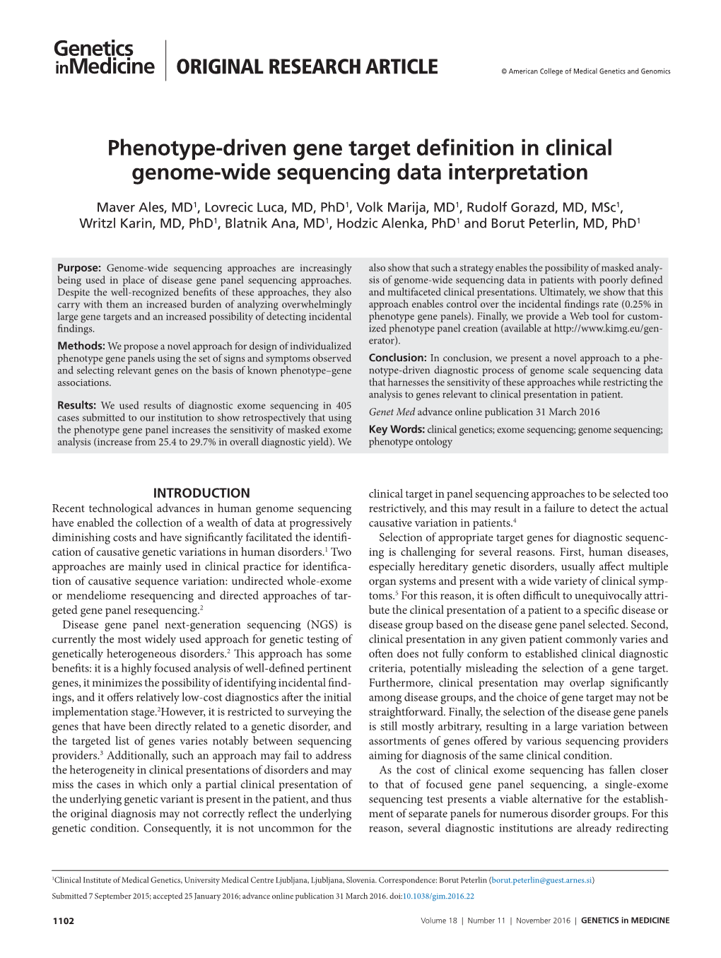 Phenotype-Driven Gene Target Definition in Clinical Genome-Wide Sequencing Data Interpretation