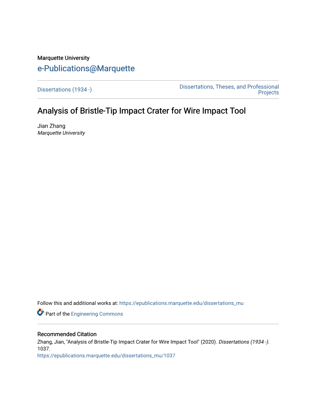 Analysis of Bristle-Tip Impact Crater for Wire Impact Tool