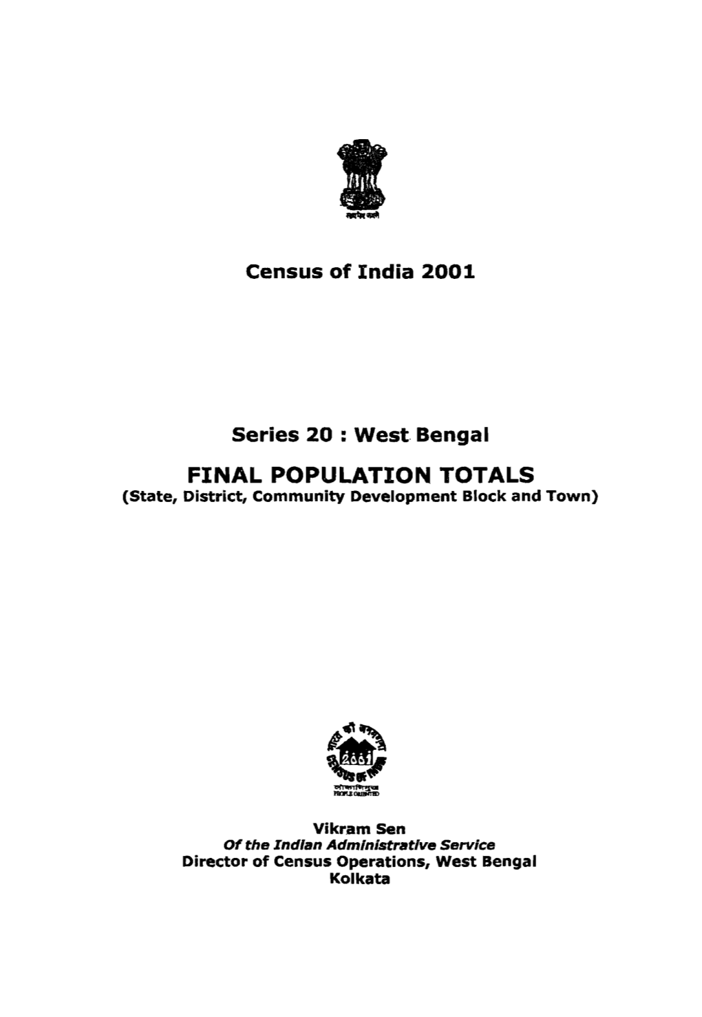 Final Population Totals, Series-20, West Bengal
