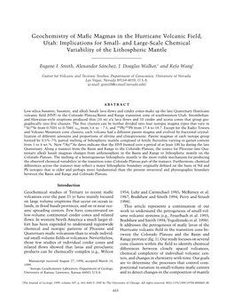 Geochemistry of Mafic Magmas in the Hurricane Volcanic Field, Utah