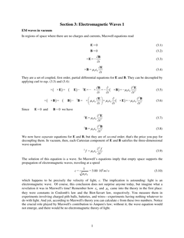 Section 3: Electromagnetic Waves 1 ( ) ( ) ( ) ( ) ( )