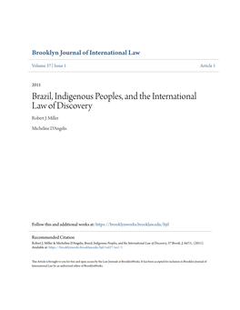 Brazil, Indigenous Peoples, and the International Law of Discovery Robert J
