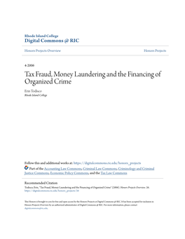 Tax Fraud, Money Laundering and the Financing of Organized Crime Erin Todisco Rhode Island College