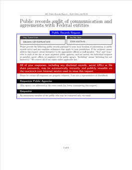 Public Records Audit of Communication and Agreements with Federal Entities