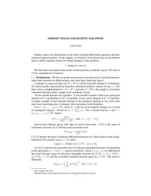 Sobolev Spaces and Elliptic Equations
