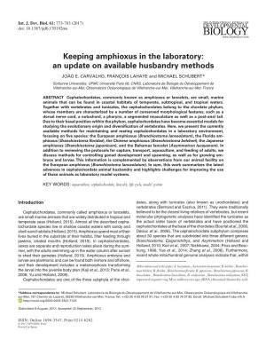 Keeping Amphioxus in the Laboratory: an Update on Available Husbandry Methods JOÃO E