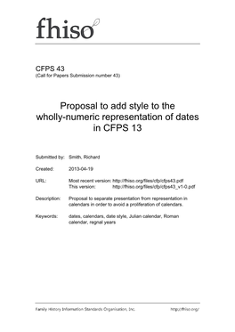 FHISO CFPS 43: Proposal to Add Style to the Wholly-Numeric
