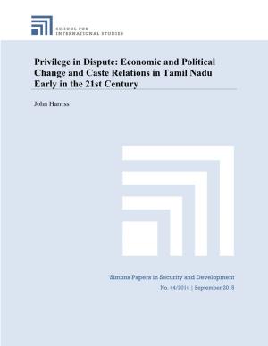 Economic and Political Change and Caste Relations in Tamil Nadu Early in the 21St Century
