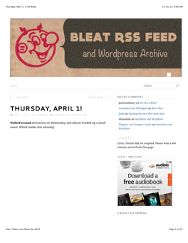 Thursday, April 1! | the Bleat