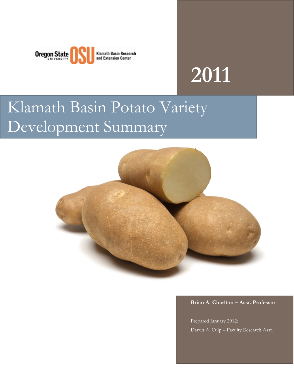 Klamath Basin Potato Variety Development Summary