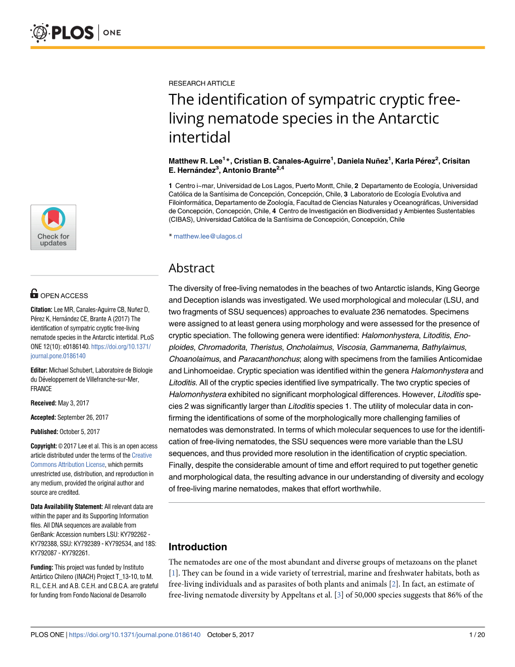 The Identification of Sympatric Cryptic Free-Living Nematode Species in The