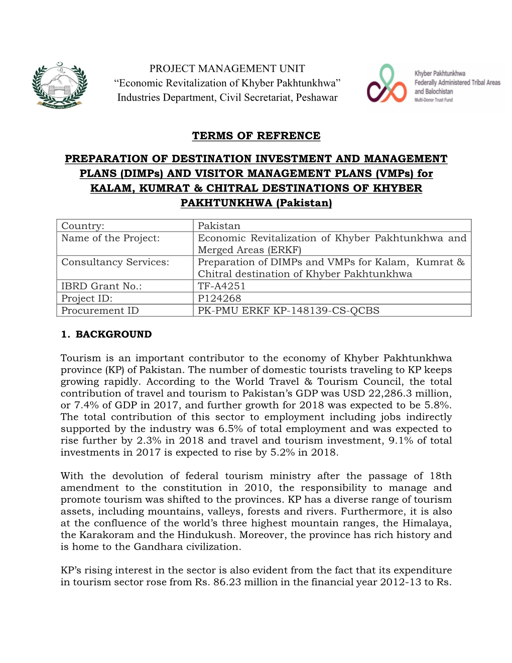 Dimps) and VISITOR MANAGEMENT PLANS (Vmps) for KALAM, KUMRAT & CHITRAL DESTINATIONS of KHYBER PAKHTUNKHWA (Pakistan)