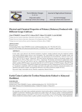 Physical and Chemical Properties of Pekmez (Molasses) Produced with Different Grape Cultivars