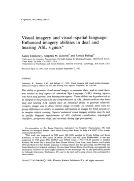 Enhanced Imagery Abilities in Deaf and Hearing ASL Signers*