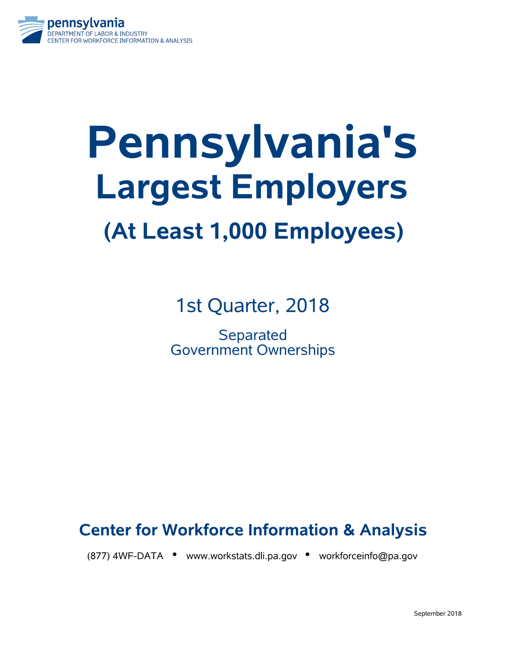 Pennsylvania's Largest Employers (At Least 1,000 Employees)