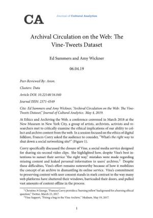 Archival Circulation on the Web: the Vine-Tweets Dataset