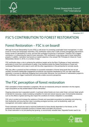 FSC's Contribution to Forest Restoration