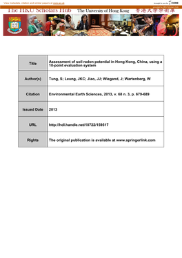 Title Assessment of Soil Radon Potential in Hong Kong
