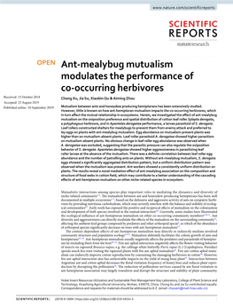 Ant-Mealybug Mutualism Modulates the Performance of Co-Occurring